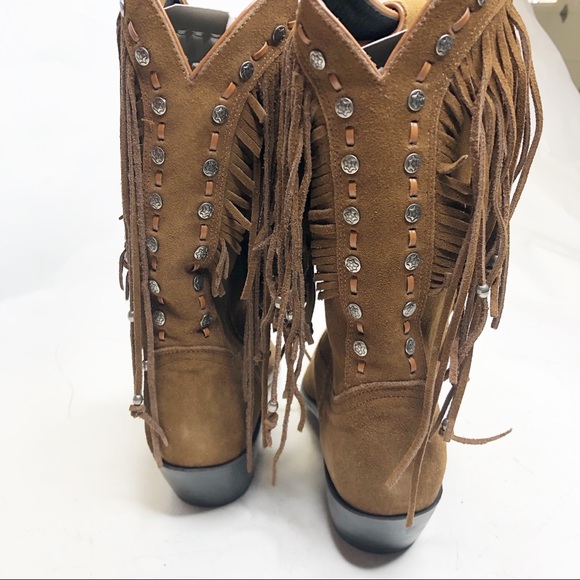 Durango | Brown Suede Leather Party Fringe Western Boots - Picture 4 of 8